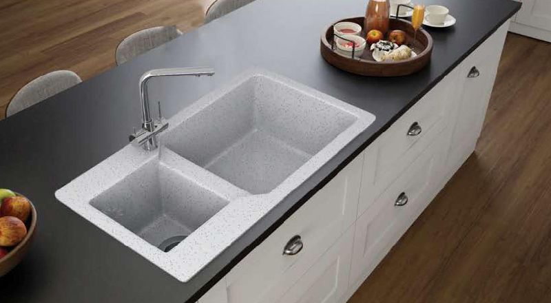 gray integrated quartz kitchen sink