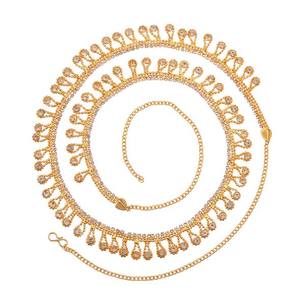 gold plated crystal bridal waist belt belly chain