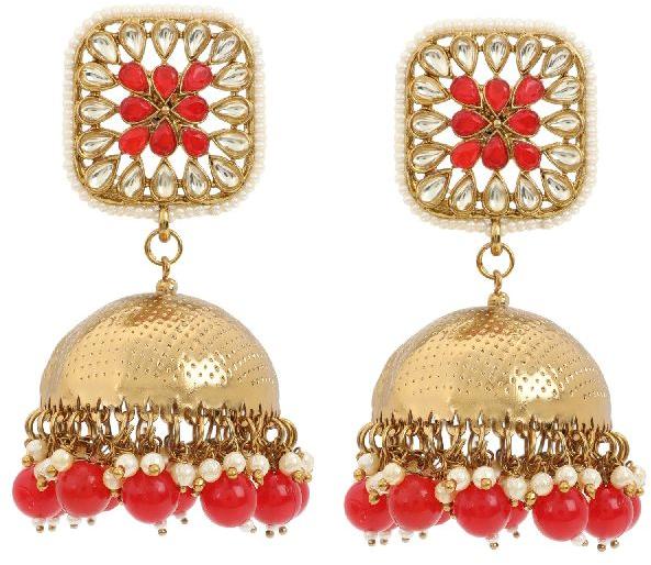 Indian Jewelry Bollywood Antique Crystal Kundan Peacock Jhumka Earrings for Women