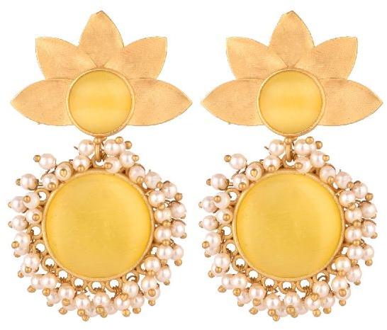 Buy Bindhani Womens GoldPlated Earrings With Blue Stone  Pearl Drop