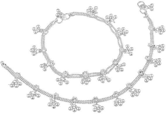 Silver Tone Bell Charms Tassel Chain Anklet