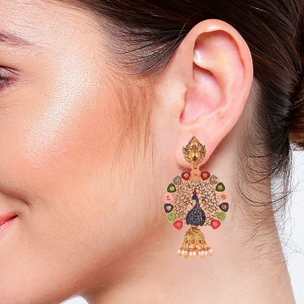 Fabulous handmade bridal dangling earring indian bollywood style punjabi  muslim womens gorgeous chandelier with dangling pearl jewelry  TRIBAL  ORNAMENTS