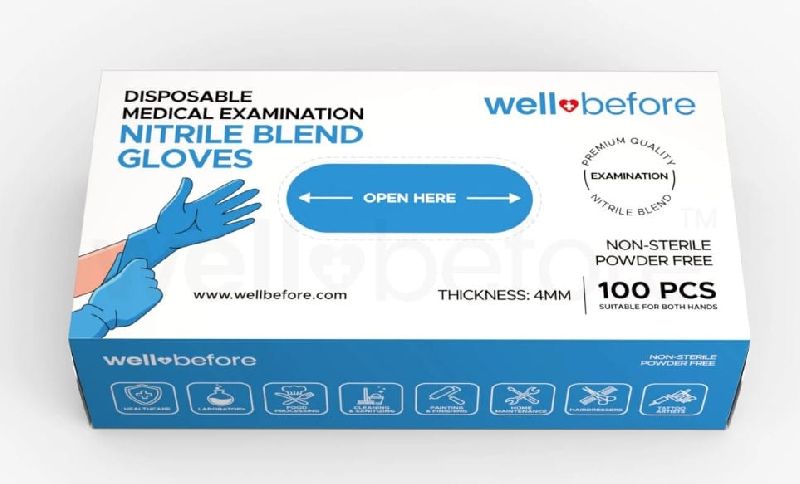 WellBefore Nitrile Blend Gloves Powder Free 4mil Thickness