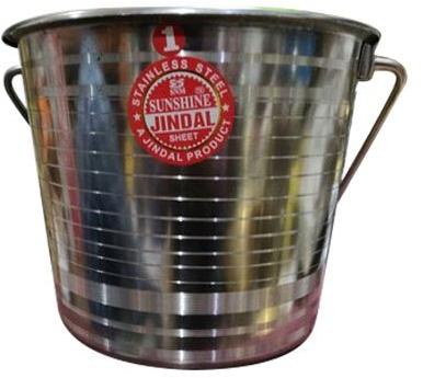 Stainless Steel Bucket, Color : Silver