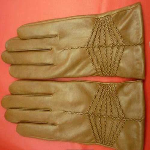 Leather Fashion Gloves, Color : Brown