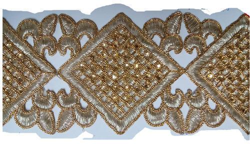 Hand Cut Work Lace, Color : Gold