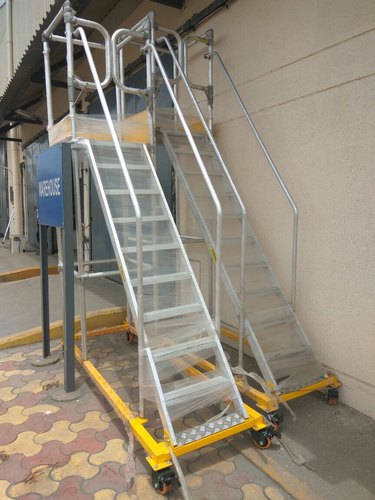 Aluminium Aluminum Movable Ladder, Color : Silver