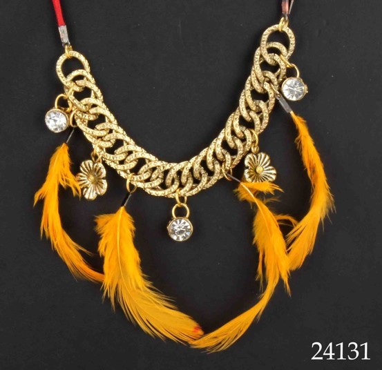 ChicKraft Alloy Metal Feather Necklace, Occasion : Party