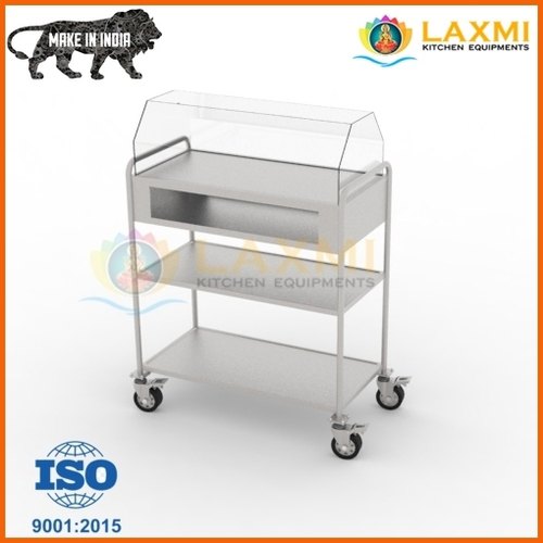 LAXMI Stainless Steel Pastry Trolley, Color : Silver