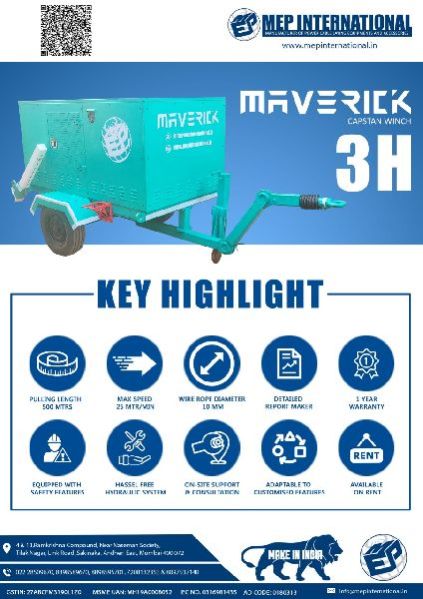 5 TON CABLE PULLING CAPSTAN WINCH MACHINE - MAVERICK 5H