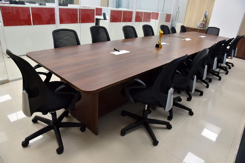 Polished Plain Wood office conference table, Size : Standard