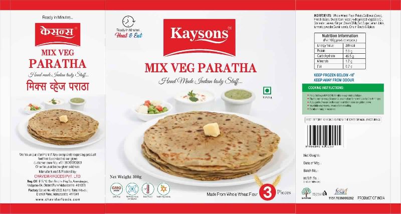 Kaysons Crisp Ready to Eat Paratha, Shelf Life : 15 Days Under Refrigeration