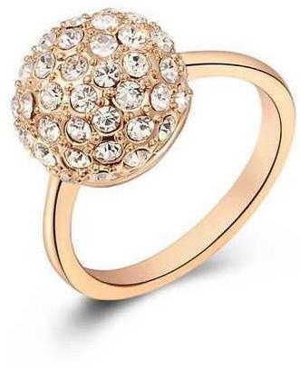 Brass Crystal Ring, Color : Golden