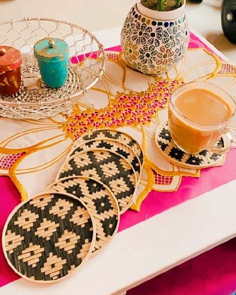 Eco-friendly Handmade Bamboo Coaster, for Decoration Use, Hotel Use, Restaurant Use, Tableware, Feature : Dustproof