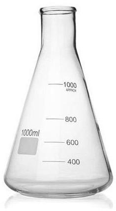 Borosilicate Glass Erlenmeyer Flask, for Chemical Laboratory, Packaging Type : Paper Box