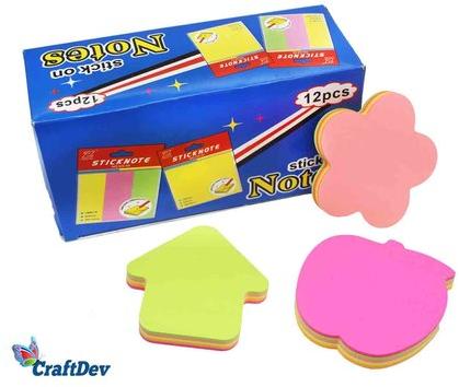 Heart Sticky Notes Cute Shape Memo Pads, Color : Yellow, Pink, Green Orange