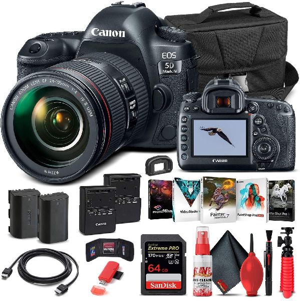 Canon EOS 5D Mark IV DSLR Camera with 24-105mm f/4L II Lens (1483C010) + 64GB Memory Card