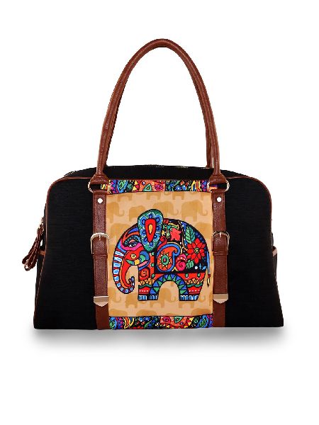 Raw Silk Outside Black Printed Travel Bag at Rs 2,000 / Piece in Navi ...