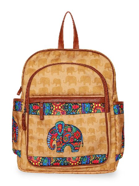 Brown Printed Backpack