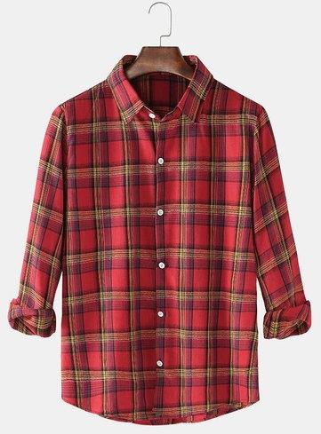 Collar Neck Cotton Checked Mens Check Shirt, Packaging Type : Packet