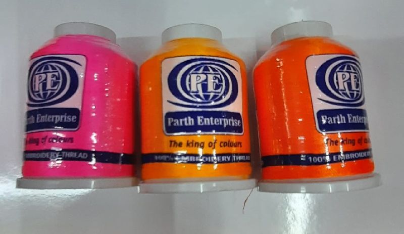 Parth Enterprise Dyed polyester embroidery thread, Length : 1500-2000mtr