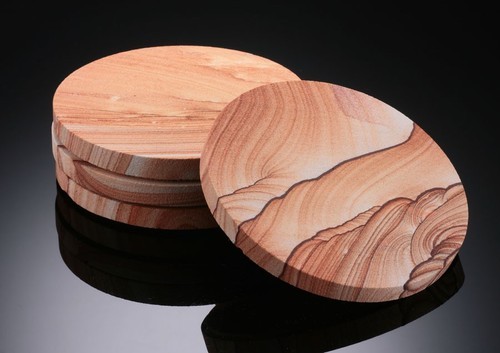 Round Sandstone Coasters, Size : 4 inches