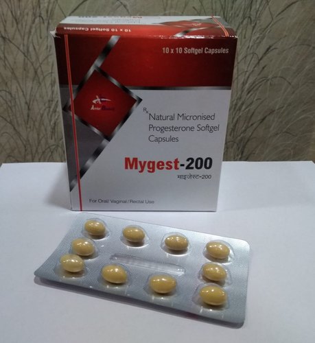 Micronised Progesterone Softgel Capsules, Packaging Size : 10*10 (Alu-Alu)