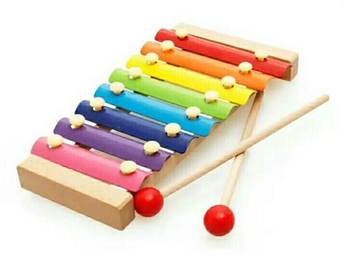 Wood metal Toy xylophone, Color : Natural rainbow