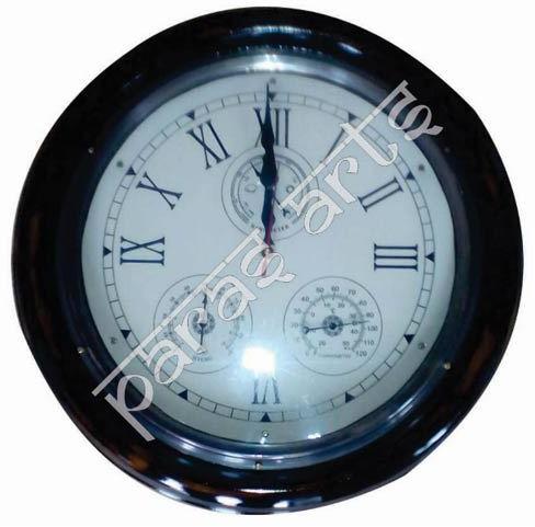 Isha Art Wooden Thermometer Wall Clocks, Packaging Type : Box