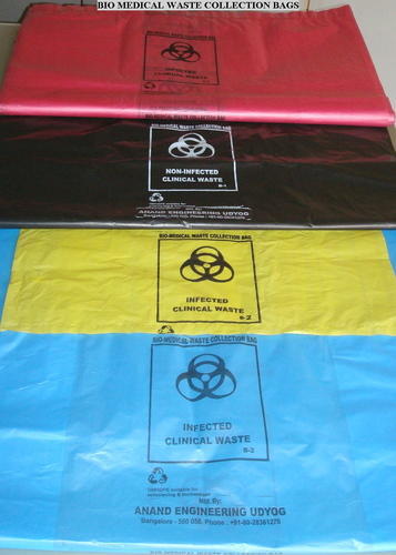 HDPE Printed Biomedical Waste Collection Bags, Color : Red, Black, Yellow, Blue