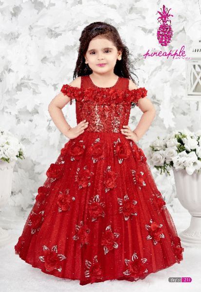 Synthetic Kids Party Wear Gown