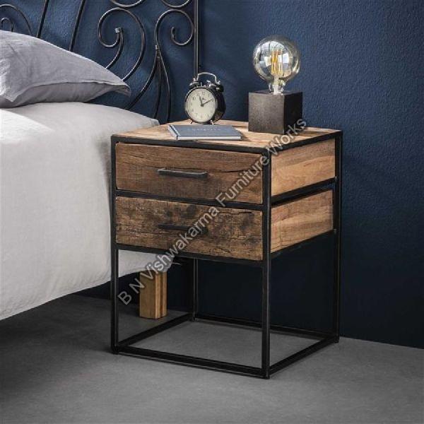 Rectangular Polished Wood Bedside Table, for Home, Pattern : Plain