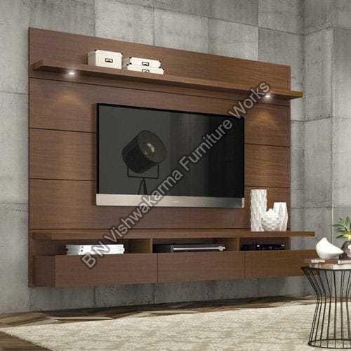 Rectangular Polished Wooden TV Unit, Color : Brown