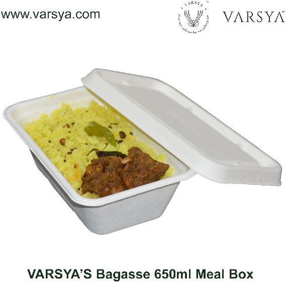 Varsya's Biodegradable disposable Bagasse Meal box 650 ml