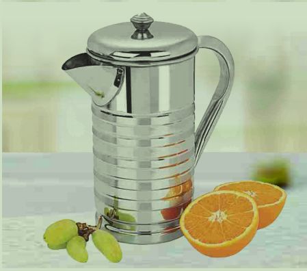 1000, 1500, 2000 Stainless Steel Plain With Handle & Lid Water Jug