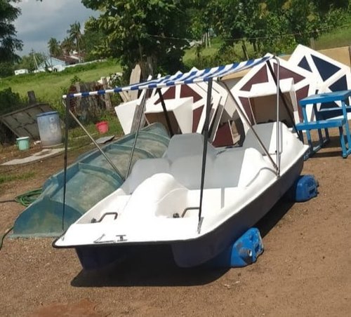 Fiber-reinforced plastic 4 Seater Pedal Boat, Color : White, Blue