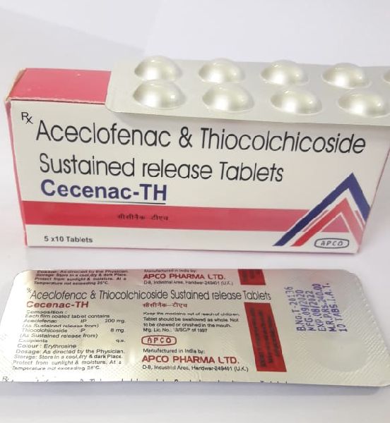 Aceclofenac and Thiocolchicoside Sustained Release Tablets, Medicine Type : Allopthic