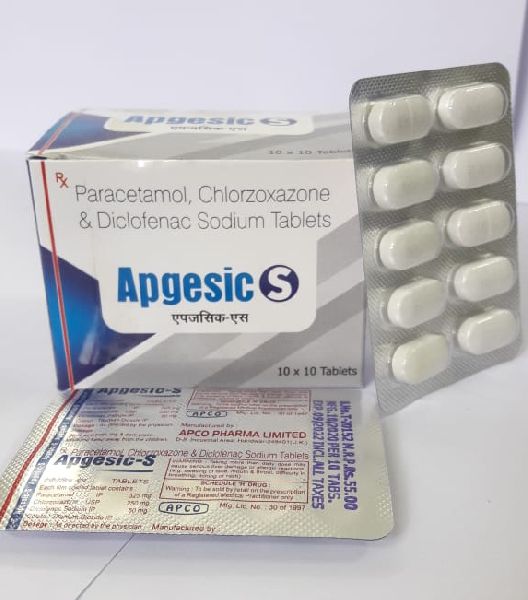 Paracetamol, Chlorzoxazone and Diclofenac Sodium Tablets, Medicine Type : Allopathic