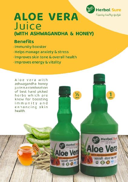 Herbal Sure Aloe Vera Juice with Ashwagandha and Honey