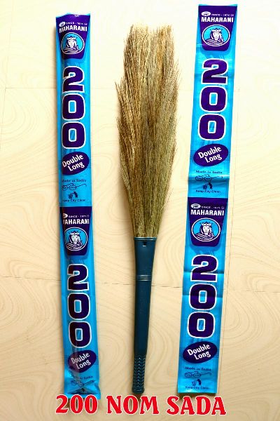 200 Double Long Grass Broom, for Cleaning, Pattern : Plain