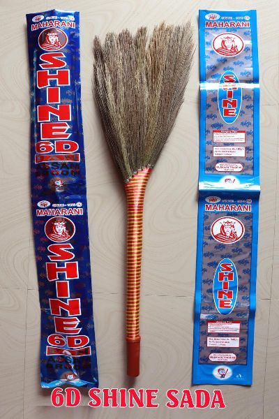 6D Shine Sada Grass Broom, for Cleaning, Pattern : Striped