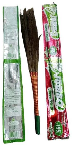 Jumbo Nice Grass Broom, for Cleaning, Pattern : Striped