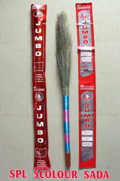 Jumbo Special Grass Broom, for Cleaning, Pattern : Plain
