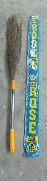 Rose 555 Grass Broom, for Cleaning, Pattern : Plain