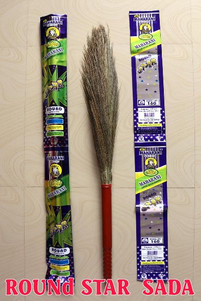 Round Star Grass Broom, for Cleaning, Pattern : Plain