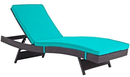 Wicker Delite Outdoor Chaise Lounge, Color : Black, Blue