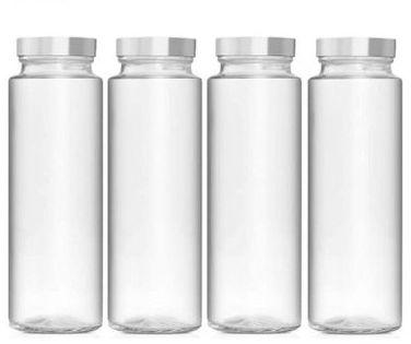 Round Transparent Glass Bottle, Pattern : Plain