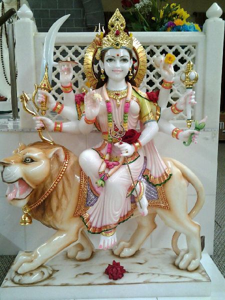 Marble Durga murti, Color : multicolor