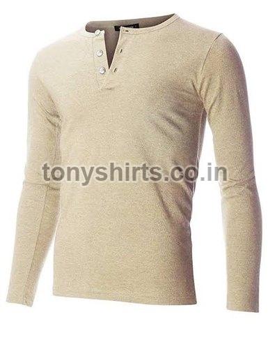 Plain Cotton Mens Henley T Shirt, Size : XL, XXL