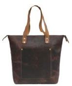 Ladies Dark Brown Leather Handbag, Size : 19x5.5x12.5 Inch